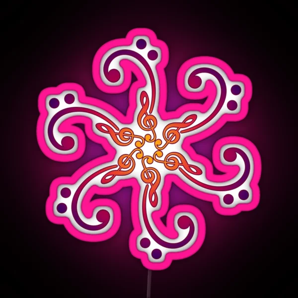Music Bass Clef Treble Clef Mandala Musician Classical RGB Neon Sign