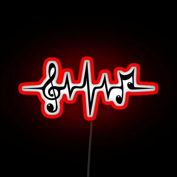 Music Pulse Heartbeat Notes Clef Frequency Wave Sound RGB Neon Sign