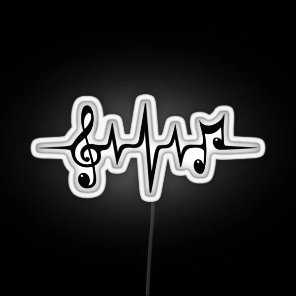 Music Pulse Heartbeat Notes Clef Frequency Wave Sound RGB Neon Sign