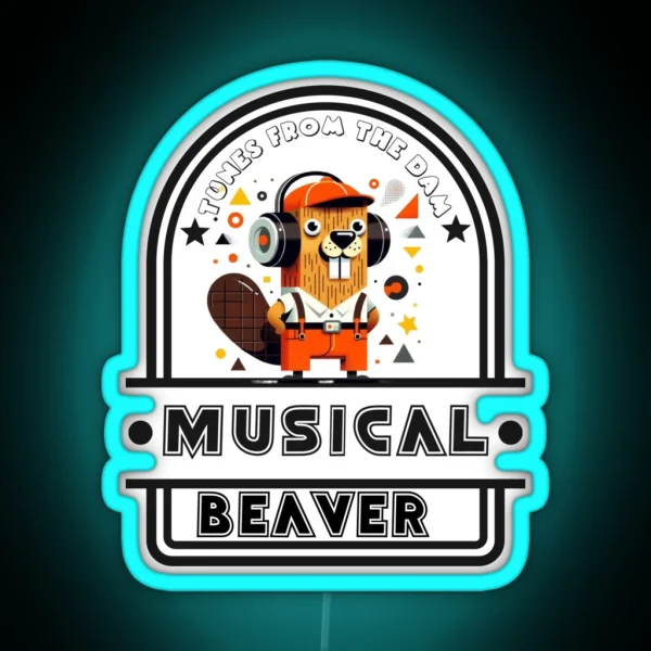 Musical Beaver Tunes From The Dam From Egyape Artists RGB Neon Sign