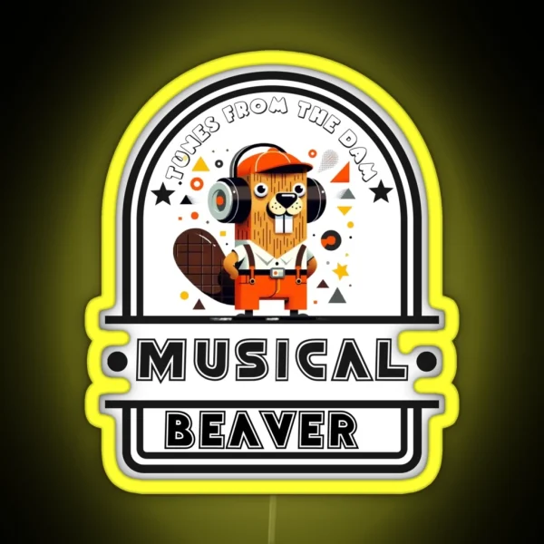 Musical Beaver Tunes From The Dam From Egyape Artists RGB Neon Sign