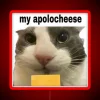 Vibrant, glow-in-the-dark My ApoloCheese Cat neon sign with colorful accents.