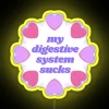 Eye-catching customizable neon RGB display advertising humorous digestive health frustrations openly.