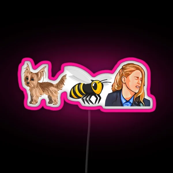 My Dog Stepped On A Bee Funny Amber Johnny Dep Mega RGB Neon Sign
