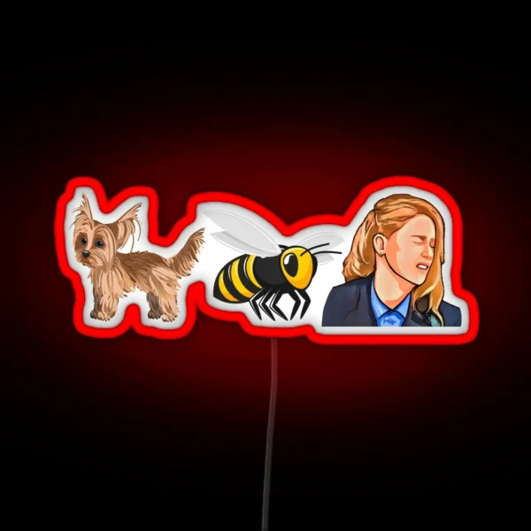 My Dog Stepped On A Bee Funny Amber Johnny Dep Mega RGB Neon Sign
