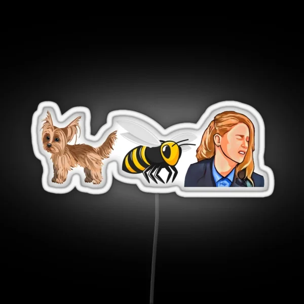 My Dog Stepped On A Bee Funny Amber Johnny Dep Mega RGB Neon Sign