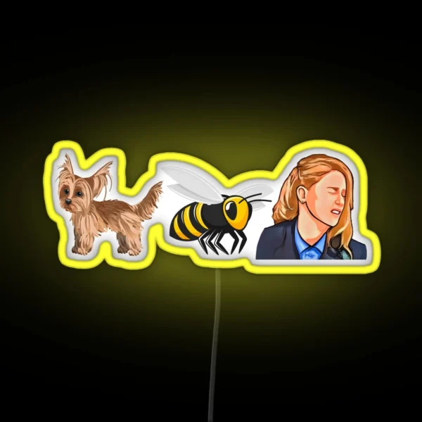 My Dog Stepped On A Bee Funny Amber Johnny Dep Mega RGB Neon Sign