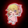 Neon illuminated Hoshino Ruby RGB sign featuring adorable child idol mascot.