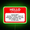 Colorful decorative neon sign featuring vibrant names in bold letters.
