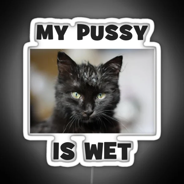 My Pussy Is Wet Cheeky Double Entendre Cute Cat RGB Neon Sign