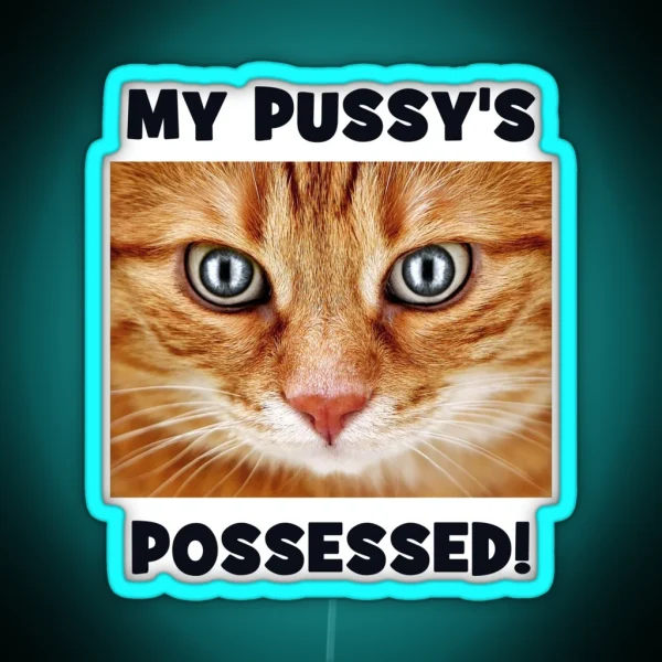 My Pussy S Possessed Cheeky Double Entendre Cat RGB Neon Sign