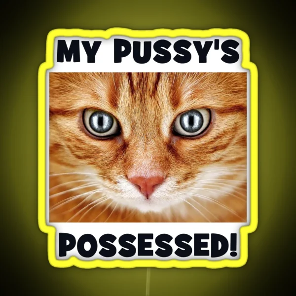 My Pussy S Possessed Cheeky Double Entendre Cat RGB Neon Sign