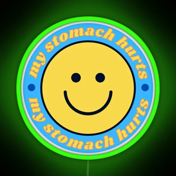 My Stomach Hurts Blue Smiley RGB Neon Sign