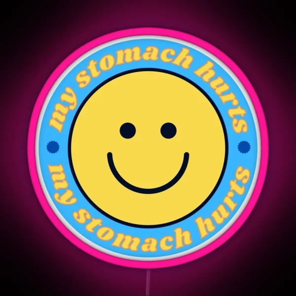 My Stomach Hurts Blue Smiley RGB Neon Sign
