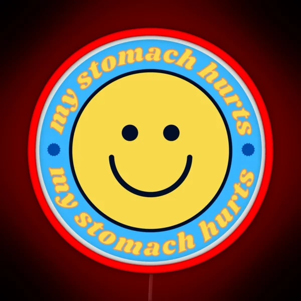 My Stomach Hurts Blue Smiley RGB Neon Sign