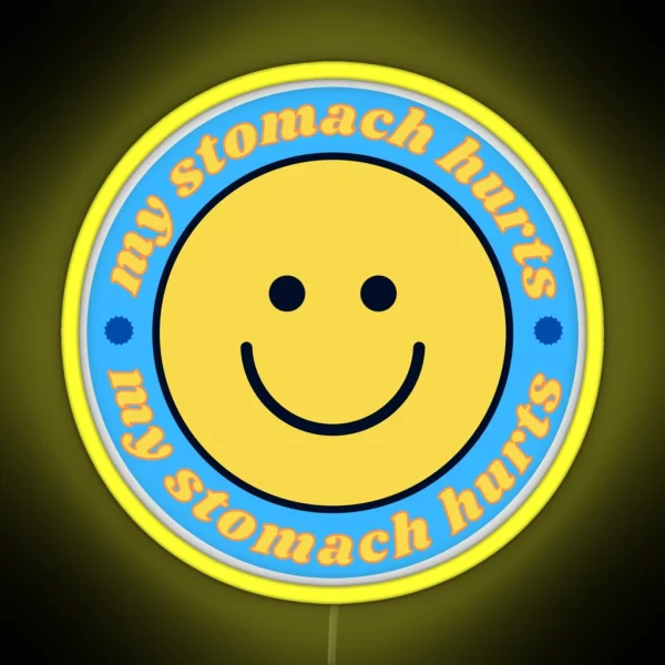 My Stomach Hurts Blue Smiley RGB Neon Sign