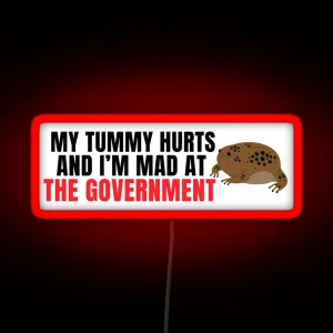 My Tummy Hurts And I M Mad At The Government Anti Government Funny Political Bumper RGB Neon Sign