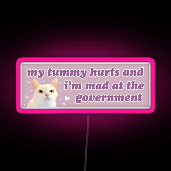 My Tummy Hurts And I M Mad At The Government Funny RGB Neon Sign