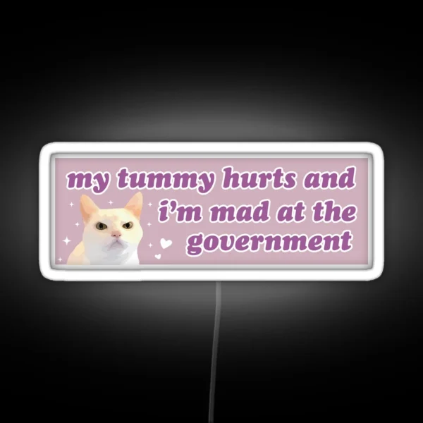 My Tummy Hurts And I M Mad At The Government Funny RGB Neon Sign