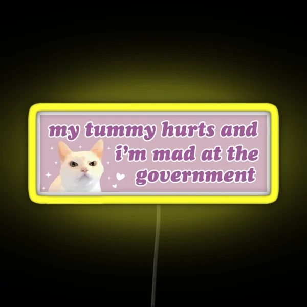 My Tummy Hurts And I M Mad At The Government Funny RGB Neon Sign