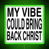 Neon Christ RGB Sign with Vibrant, Retro-Futuristic Color Scheme Accents