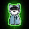 Whimsical Feline Fashionista Adorned with Vibrant Neon Cross Accents Interior