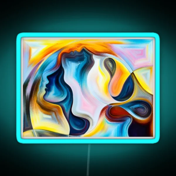 Mystery Of Souls Abstract Faces RGB Neon Sign