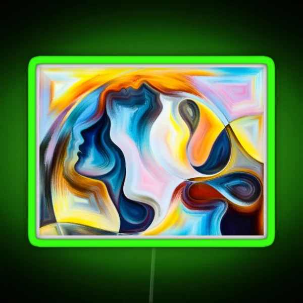 Mystery Of Souls Abstract Faces RGB Neon Sign