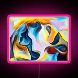 Mystery Of Souls Abstract Faces RGB Neon Sign