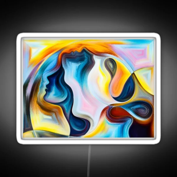 Mystery Of Souls Abstract Faces RGB Neon Sign