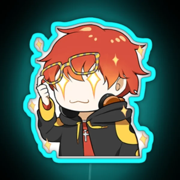 Mystic Messenger Sparkly 707 Emoticon RGB Neon Sign