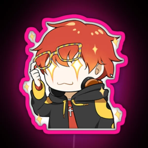 Mystic Messenger Sparkly 707 Emoticon RGB Neon Sign