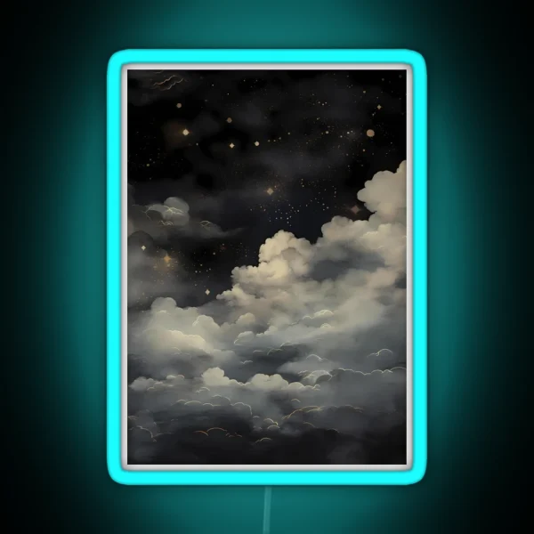 Mystical Clouds Dark Academia Gothic RGB Neon Sign