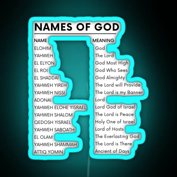 Names Of God List RGB Neon Sign