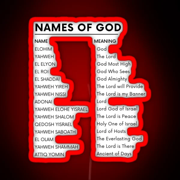 Names Of God List RGB Neon Sign