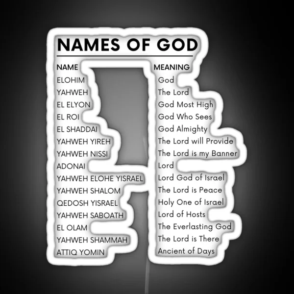 Names Of God List RGB Neon Sign