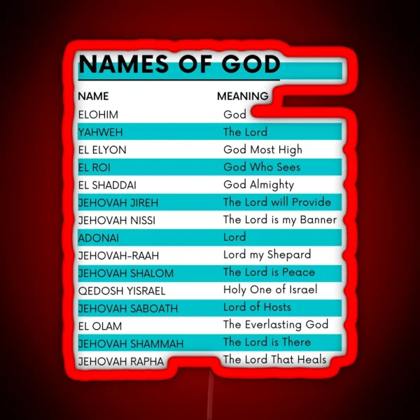 Names Of God UPDATED RGB Neon Sign