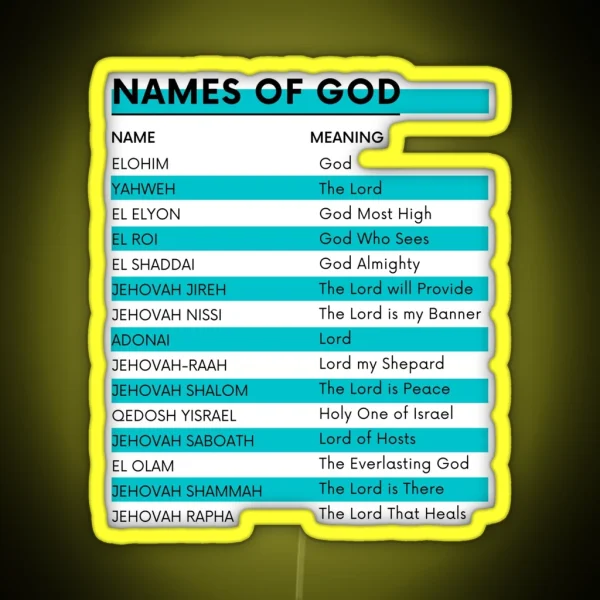 Names Of God UPDATED RGB Neon Sign