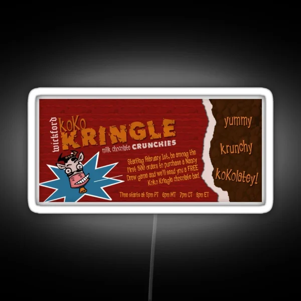 Nancy Drew Koko Kringle Milk Chocolate Bar RGB Neon Sign