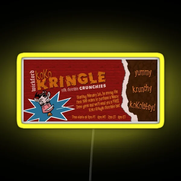 Nancy Drew Koko Kringle Milk Chocolate Bar RGB Neon Sign