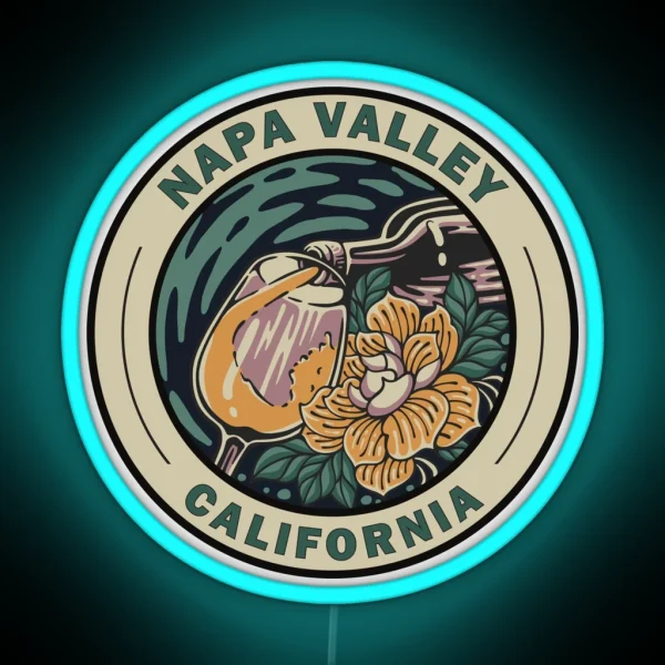 Napa Valley California Travel Art Badge RGB Neon Sign