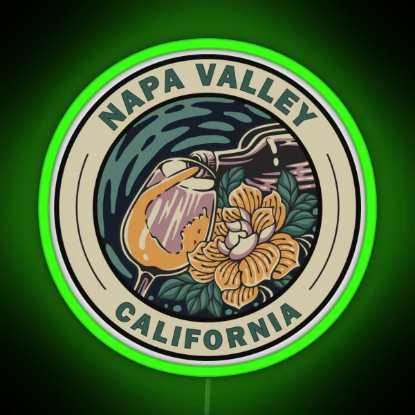 Napa Valley California Travel Art Badge RGB Neon Sign