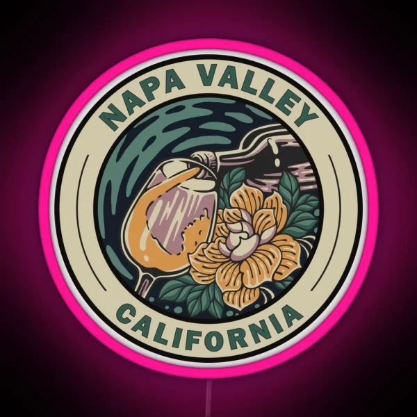 Napa Valley California Travel Art Badge RGB Neon Sign