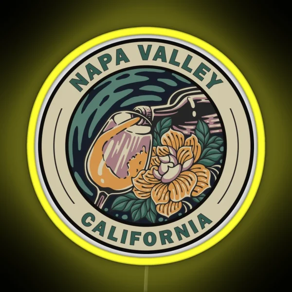 Napa Valley California Travel Art Badge RGB Neon Sign