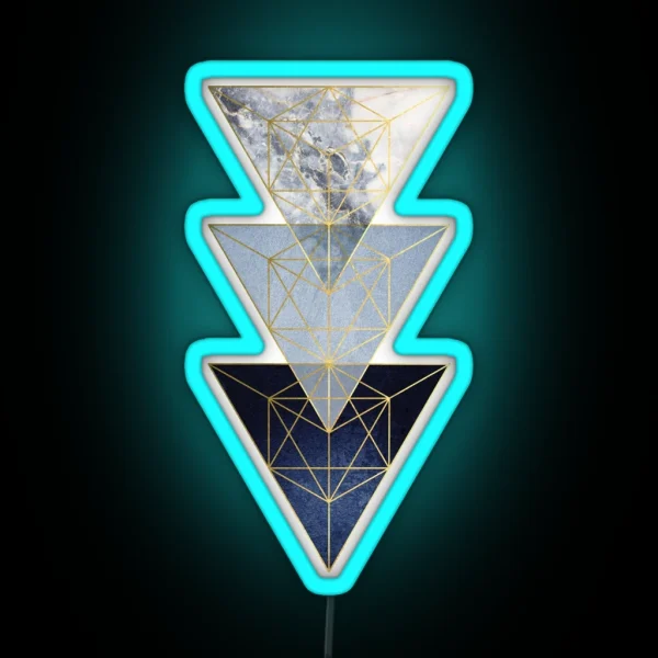 Navy And Gold 3 Triangles RGB Neon Sign