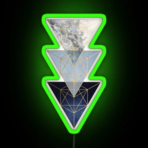 Navy And Gold 3 Triangles RGB Neon Sign