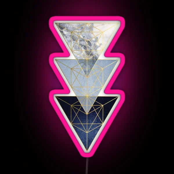 Navy And Gold 3 Triangles RGB Neon Sign