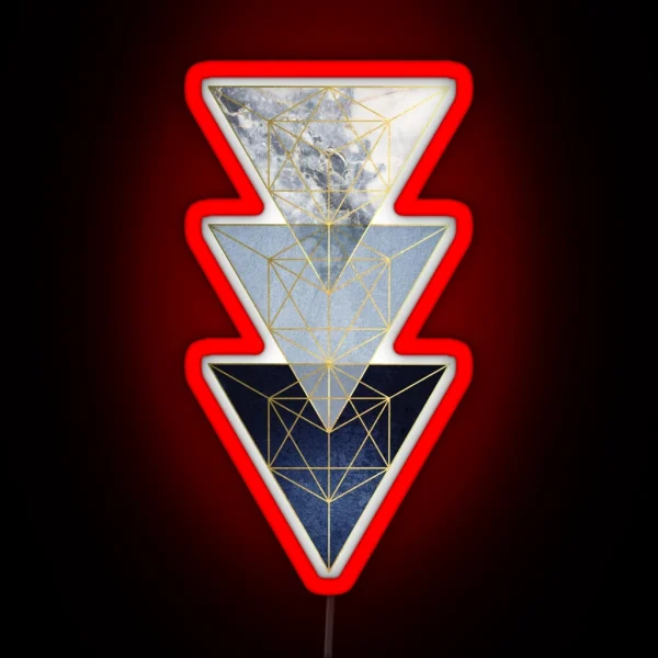 Navy And Gold 3 Triangles RGB Neon Sign