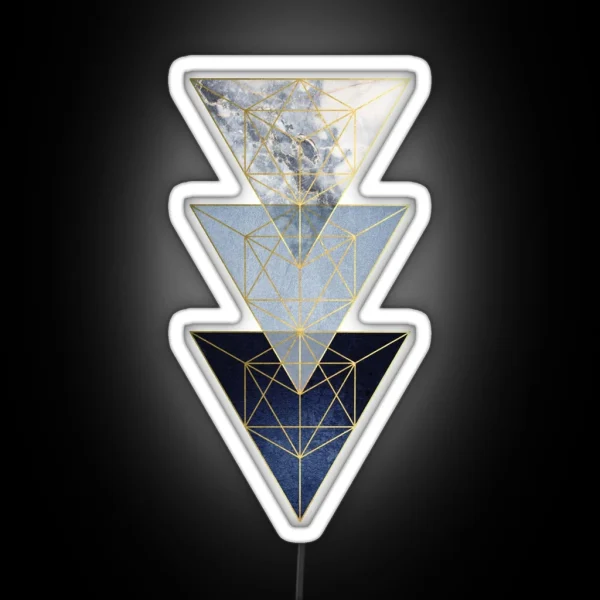 Navy And Gold 3 Triangles RGB Neon Sign
