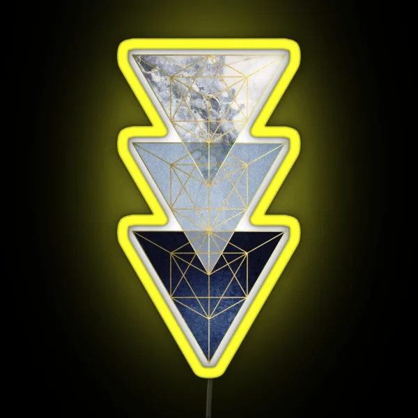 Navy And Gold 3 Triangles RGB Neon Sign